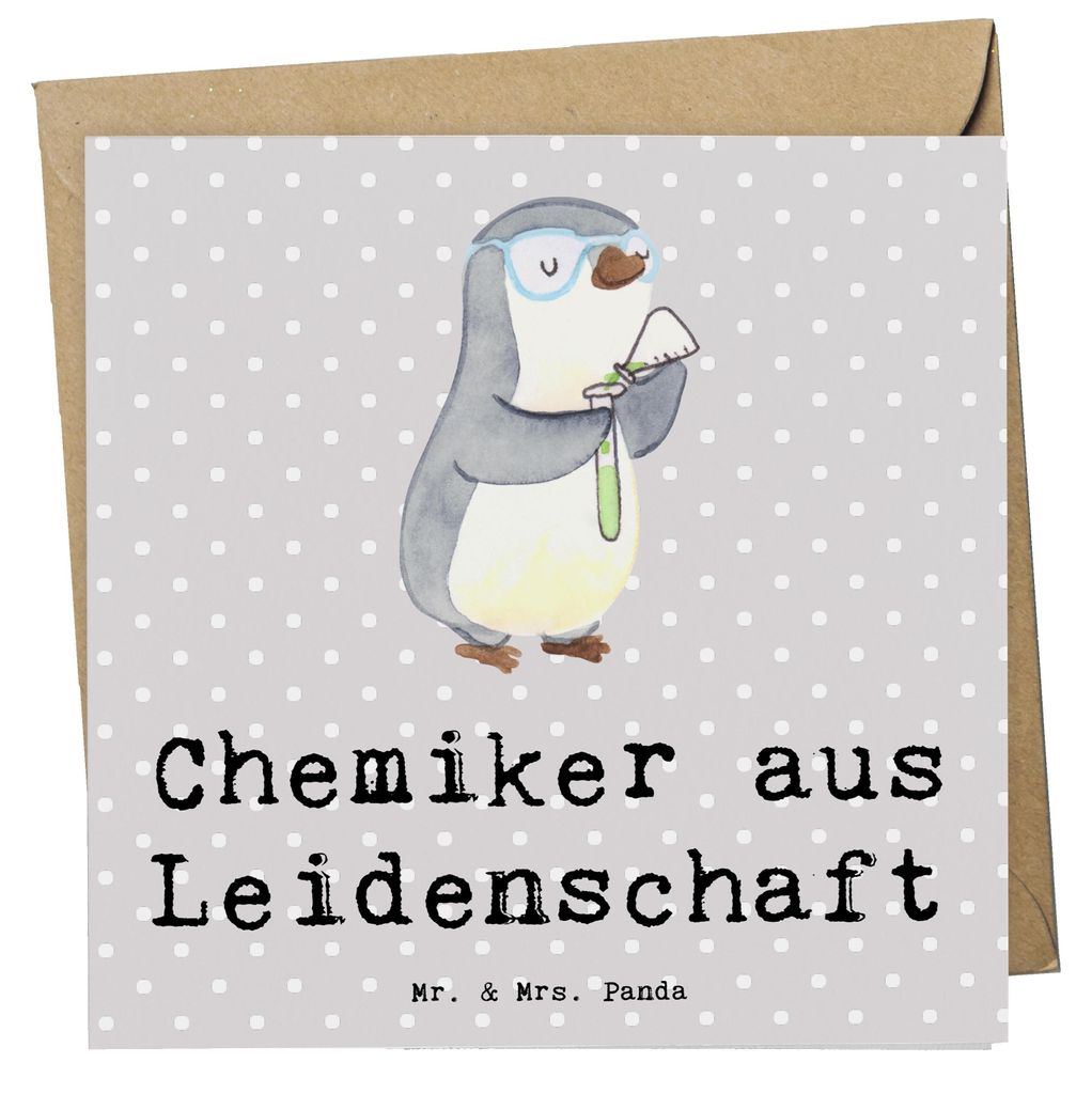 Mr. & Mrs. Panda Grußkarte Chemiker Leidenschaft - Grau Pastell - Geschenk, Spruch, Beruf, faltkarte, doppelkarte, Klappkarte, Wissenschaftler, Fo...