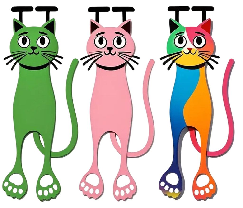 Niedliche Lesezeichen mit Katzenmotiv aus Acryl – Kreative Seitenmarker – Lesebegleiter mit Katzenmotiv – Geschenk für Bücherwürmer, Schü...