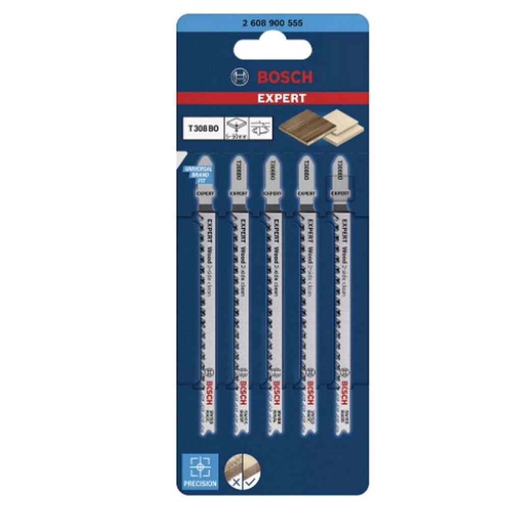 Lames de scie sauteuse EXPERT Bosch T308BO 5pcs Wood 2-side Image du produit 
