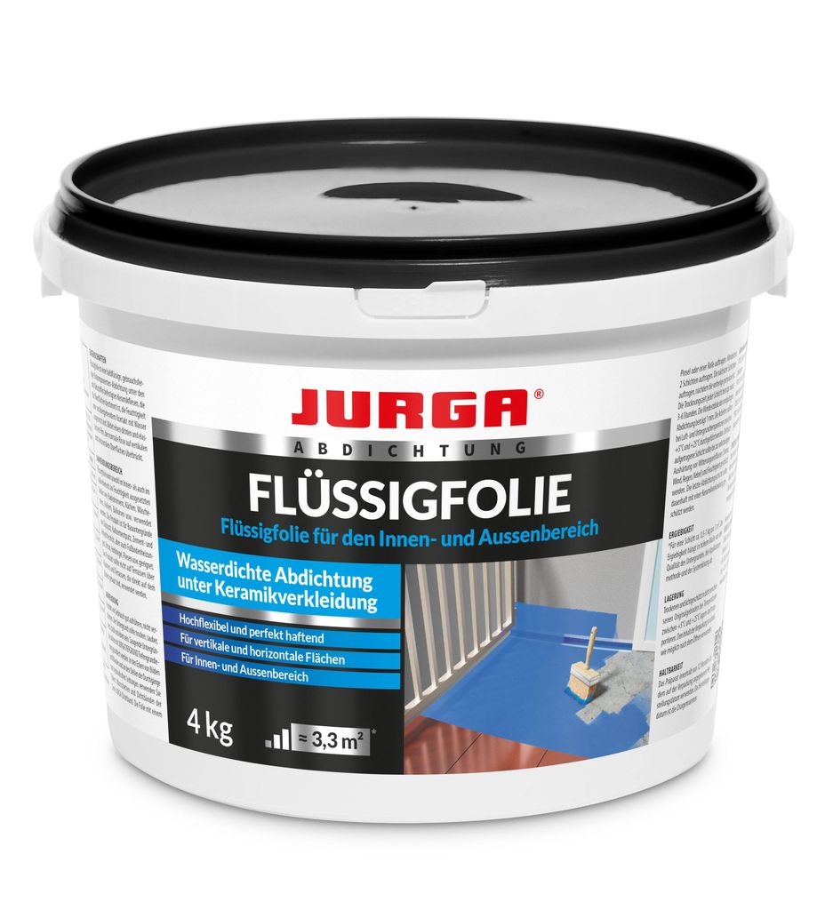 Jurga Flüssigfolie Bad & Dusche 4 kg - Dichtfolie Außenbereich & Innen, Abdichtung Badezimmer, Lösemittelfrei, Abdichtfolie Wasserdicht Blau