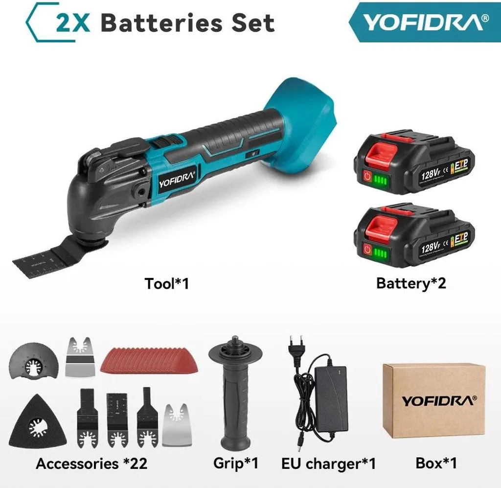 Multitool Batteria 128VF 600W con Accessori | Utensile Multifunzione