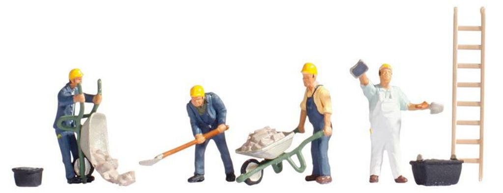 NOCH Figuren-Set „Maurer“, handbemalte Modellfiguren, 1:87, Produktbild 