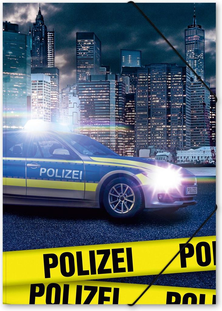 itenga Gummizugmappe Sammelmappe Zeichenmappe A4 PP Motiv POLIZEI