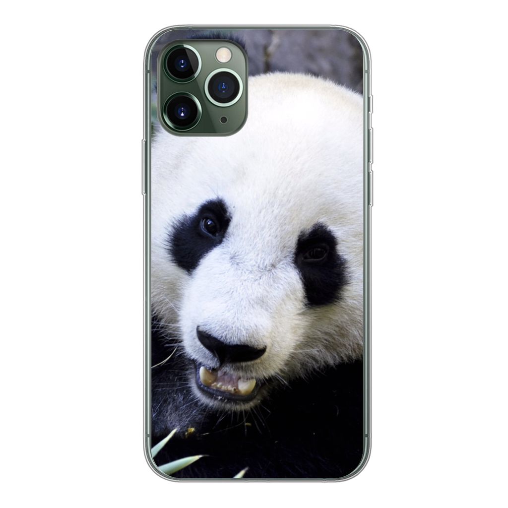 MuchoWow Handyhülle Schutzhülle Hülle für iPhone 11 Pro Panda - Tier - Blätter Silikon Softcase Handy Hülle - Handy