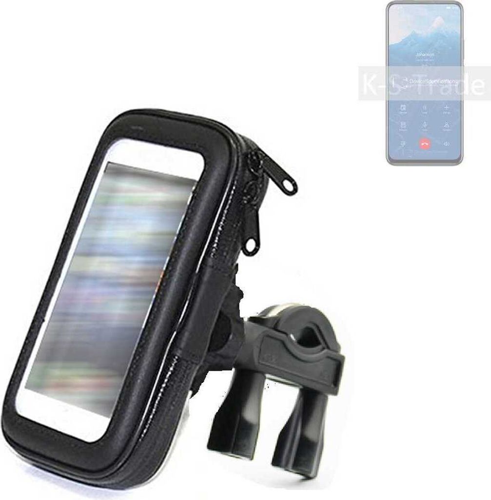 K-S-Trade Fahrrad-Halterung kompatibel mit Huawei Y9 Prime 2019 Handy-Halterung Halter Lenkstange Fahrradhalterung Motorrad Bike Mount Wasserabweisend