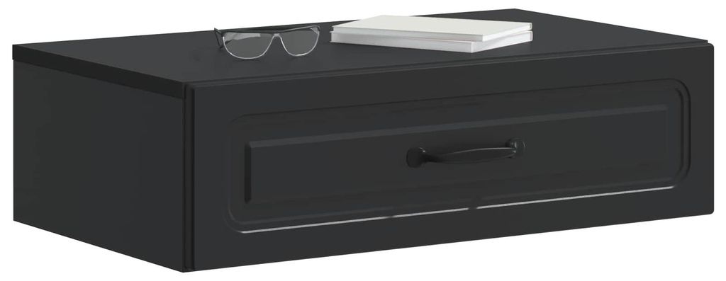 vidaXL Wandmontierter Beistelltisch Schwarz 59 x 34,5 x 17 cm
