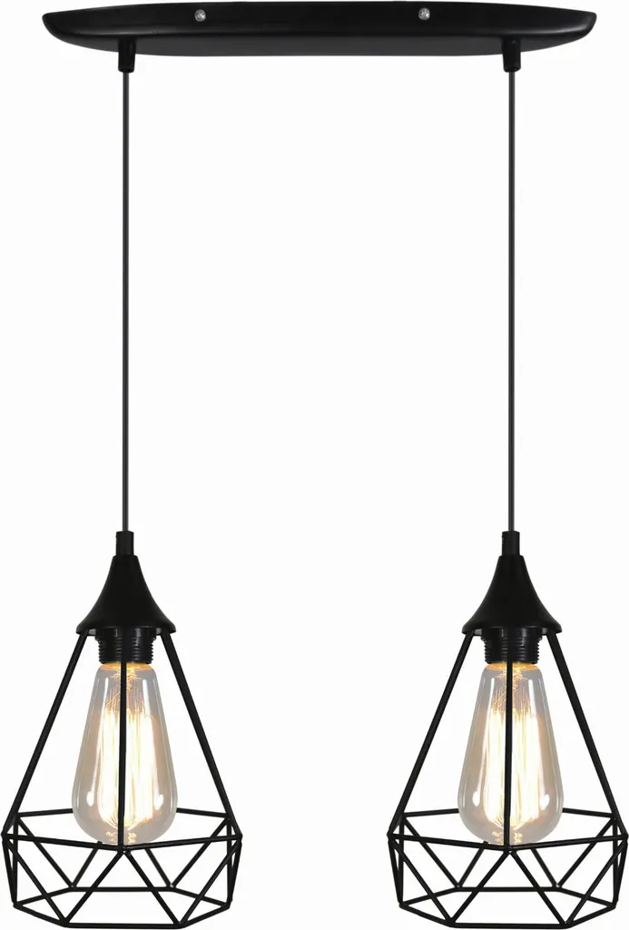 Suspension Graf Candellux noire 2xE27x60W en métal de 115x49x19 cm