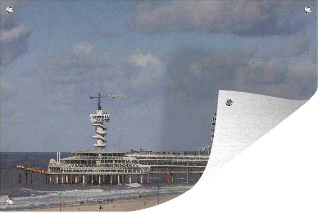MuchoWow 60x40 cm Outdoor-Poster Gartendeko Sichtschutz Garten Poster für den Garten Riesenrad und der Pier von Scheveningen