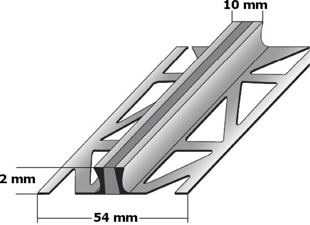 Fliesenprofil "Overloon" Dehnungsfugenprofil / Trennschiene für Fliesen mit grauer Silikoneinlage, Höhe: 2 - 25 mm, Breite: 54 mm, aus Edelstahl-...