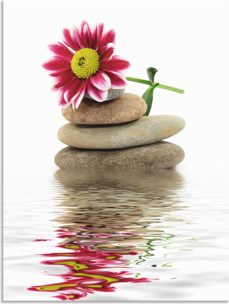 ARTland Wandbild Alu für Innen & Outdoor Zen Spa Steine mit Blumen Größe: 30x40 cm