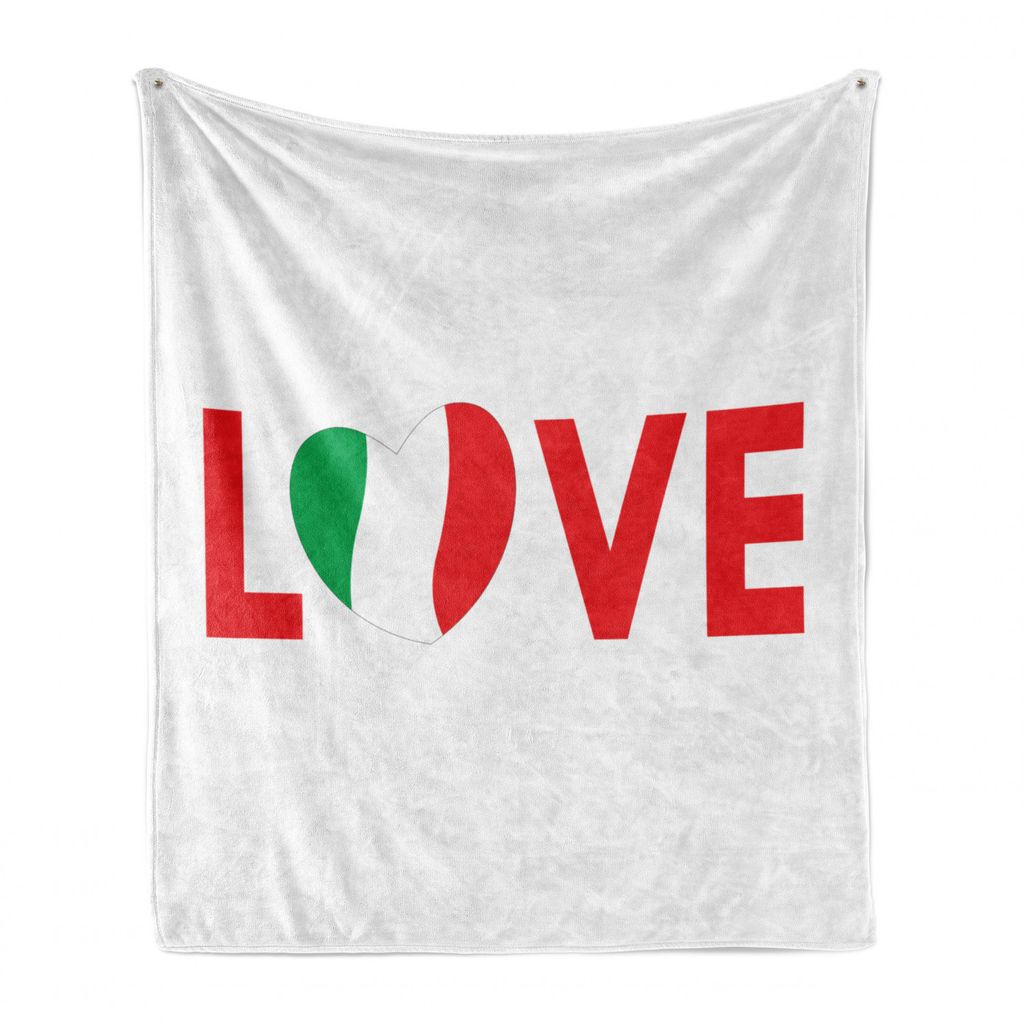 ABAKUHAUS Italien Weich Flanell Fleece Decke, Liebe-Zeichen mit italienischer Flagge, Gemütlicher Plüsch für den Innen- und Außenbereich, 125 x...