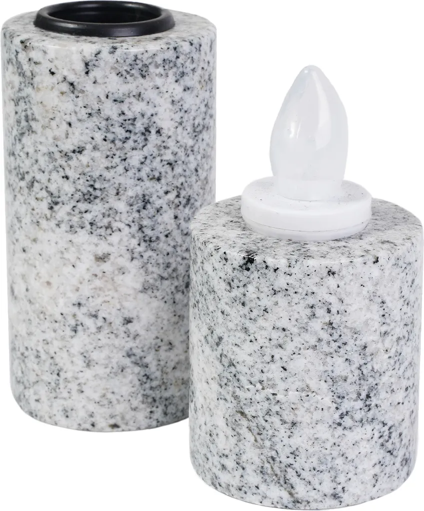 Vase et bougie pour pierre tombale en granit Viscont White durable