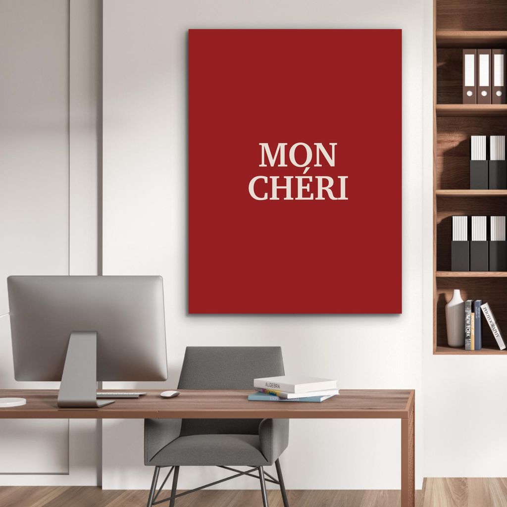MuchoWow Wanddekoration Metall Metallbild Wandkunst 90x120 cm Rot - Französisch - Zitate MuchoWow Aluminium Gemälde - Industrial