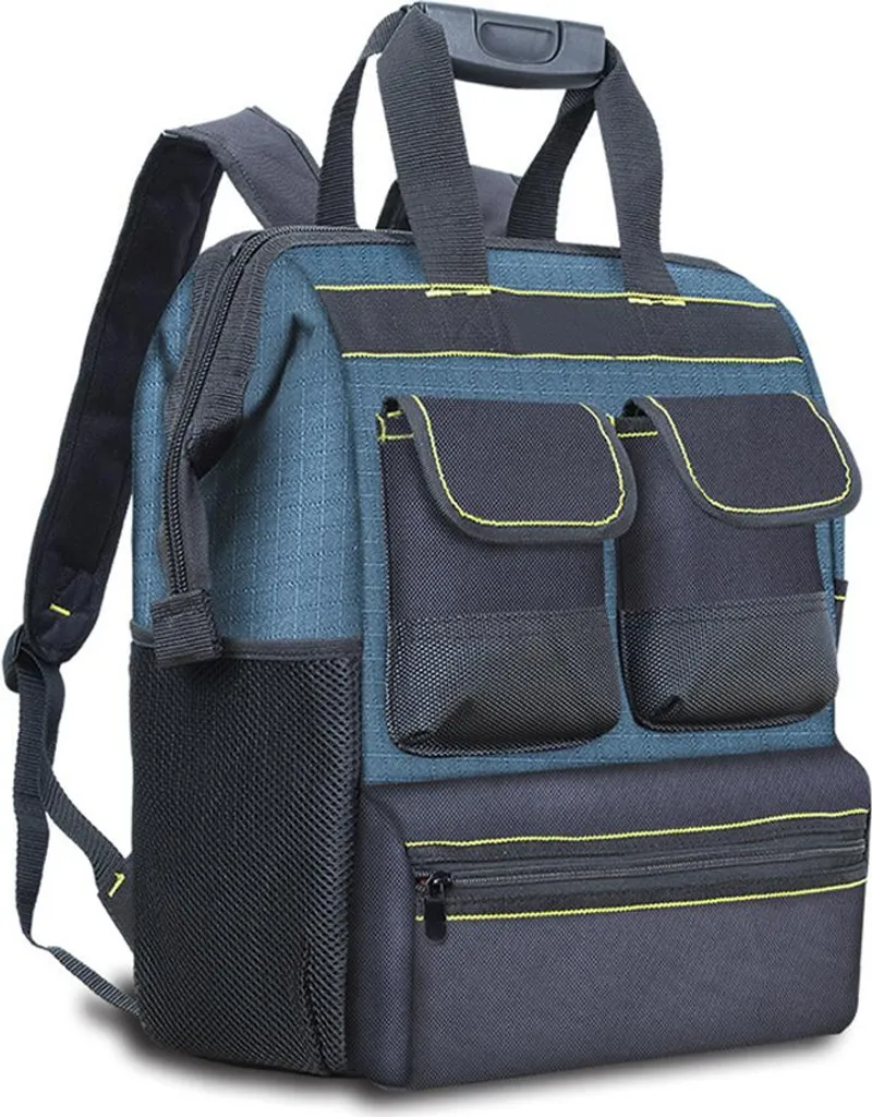 Sac à outils à large ouverture avec base en PE rigide et multi-poches