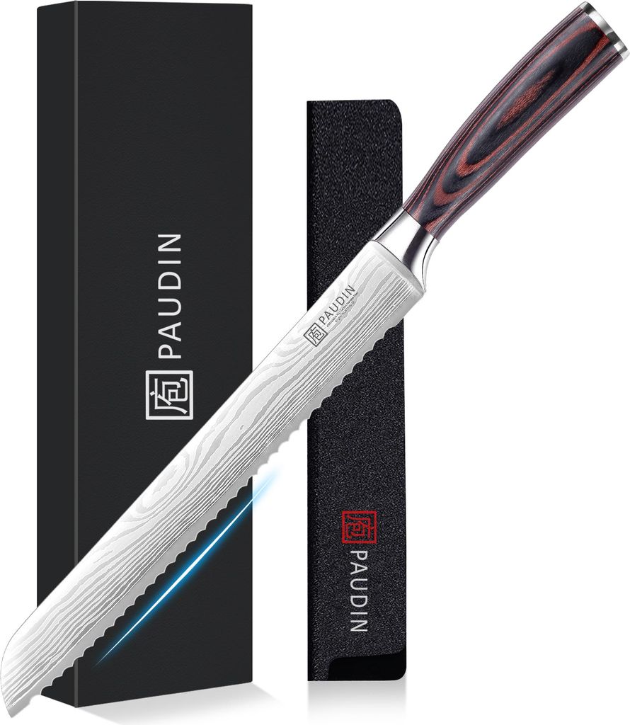 PAUDIN N14 Brotmesser 25 cm - Extra lang - Damastmuster - Produktbild 