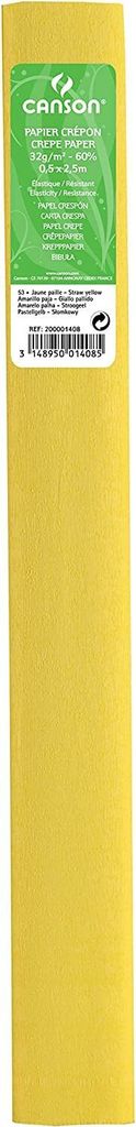 CANSON Krepppapier-Rolle 32 g/qm Farbe: pastellgelb (53) 0,5 x 2,5 m