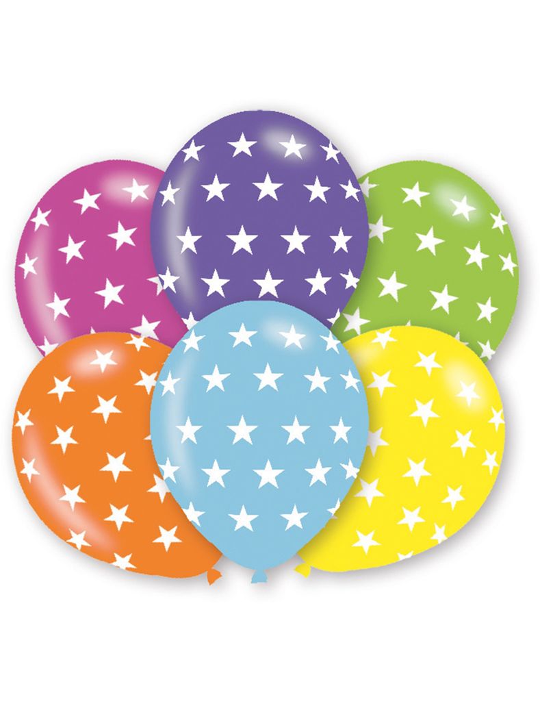 Stern-Luftballons Partyballons 6 Stück bunt 28cm - Einheitsgröße