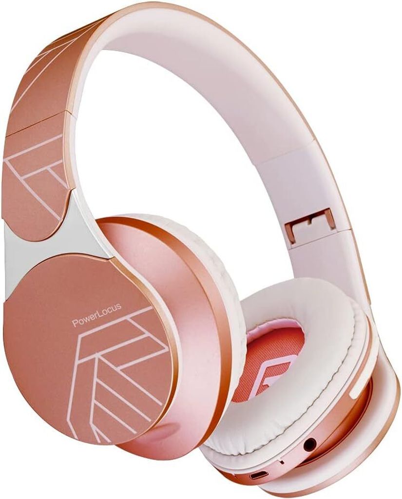 kabellos, Hi-FI Stereo, Micro SD/TF, Kopfhörer mit integriertem Mikrofon und faltbar, mit Schutzhülle für iPhone/Samsung/TV/PC (Roségold)