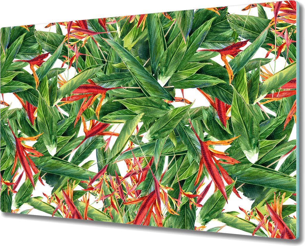 Glas Schneidebrett Herdabdeckplatten Schneideplatten - 80x52 cm - Exotische Blume