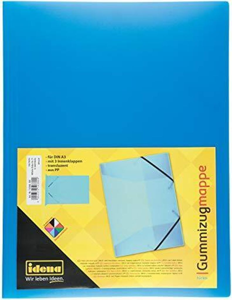 Idena Sammelmappe PP mit Gummizug transluzent türkis DIN A3