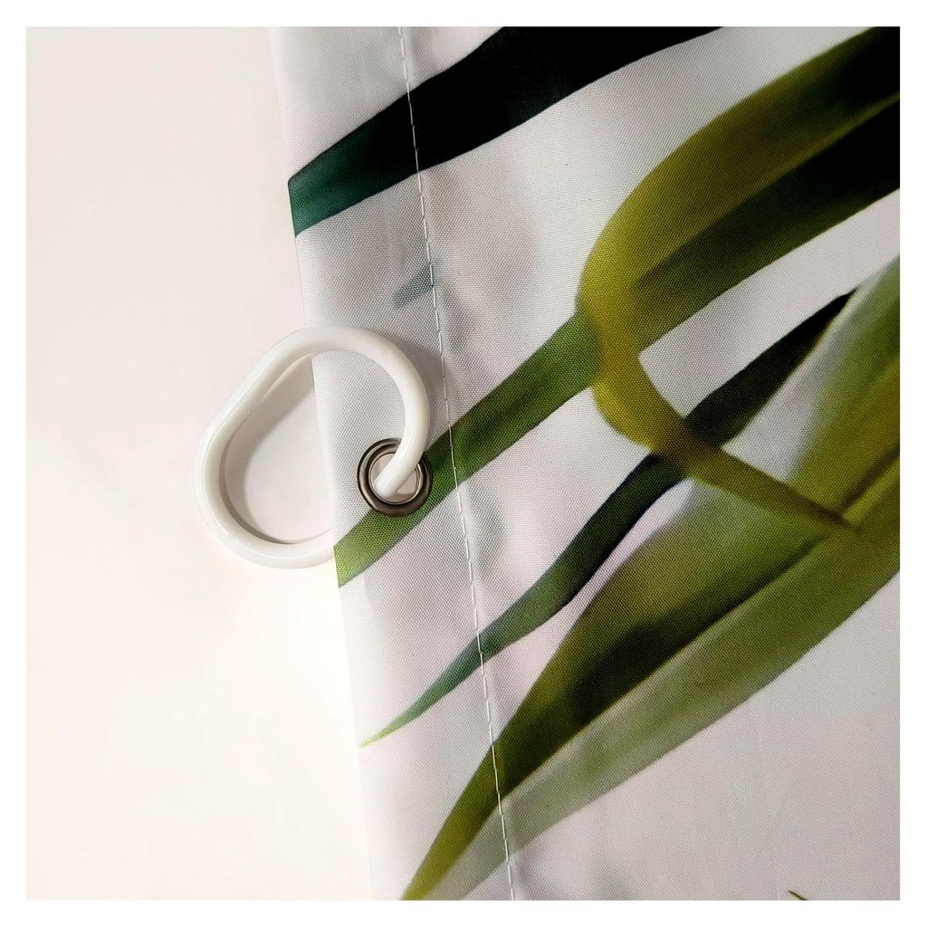 Duschvorhang mit grünen Blättern - Wasserdichter, waschbarer Polyesterstoff für Badezimmer/Dusche, 180 x 200 cm