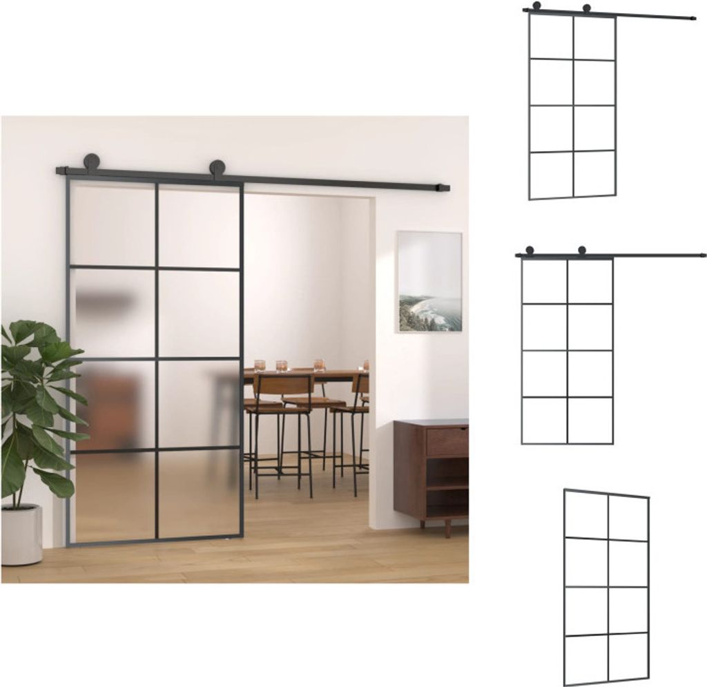 vidaXL Drzwi przesuwne z okuciem 102,5x205 cm ESG szkło & Zdjęcie produktu