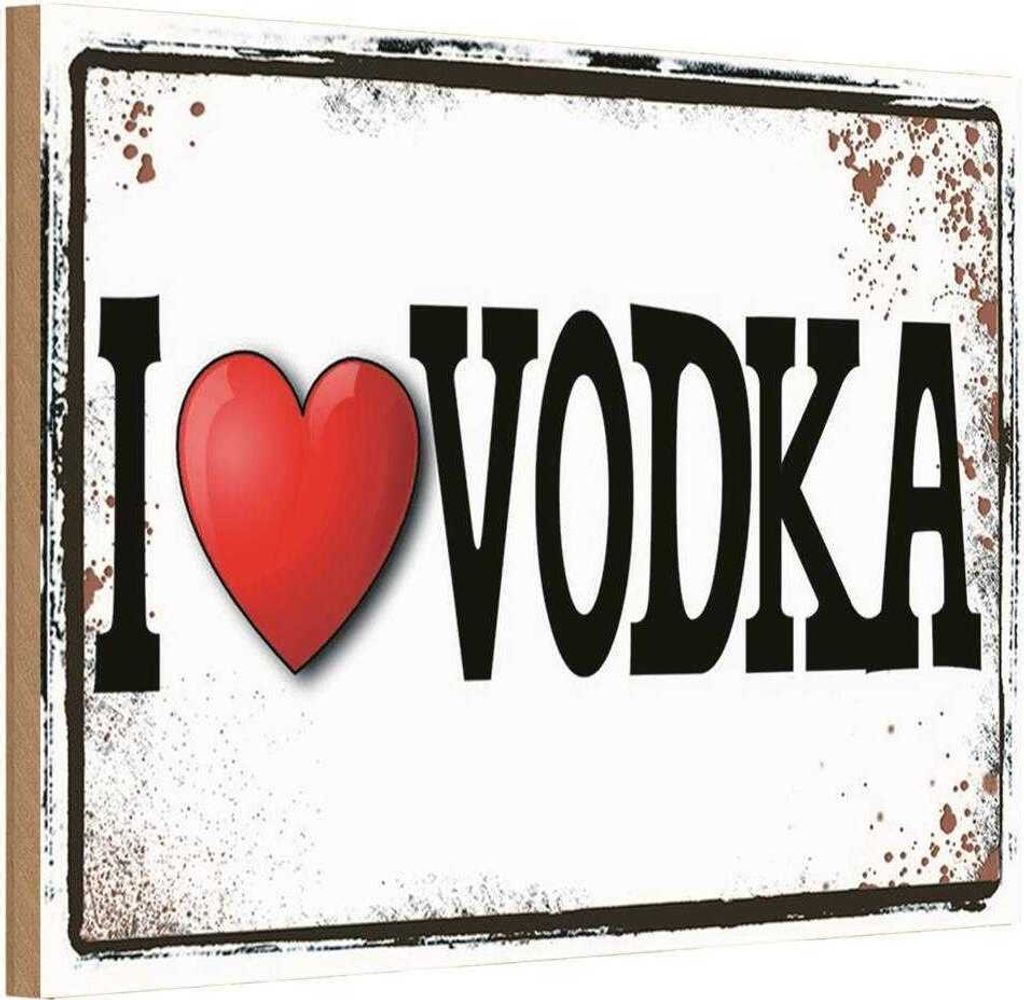vianmo Holzschild 20x30 cm Alkohol i love Vodka Essen Trinken