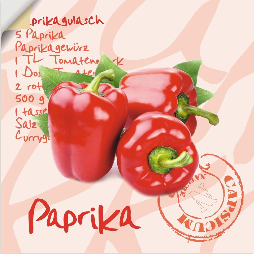 ARTland Wandbild, selbstklebend Paprika liegt auf weißen Untergrund Größe: 100x100 cm