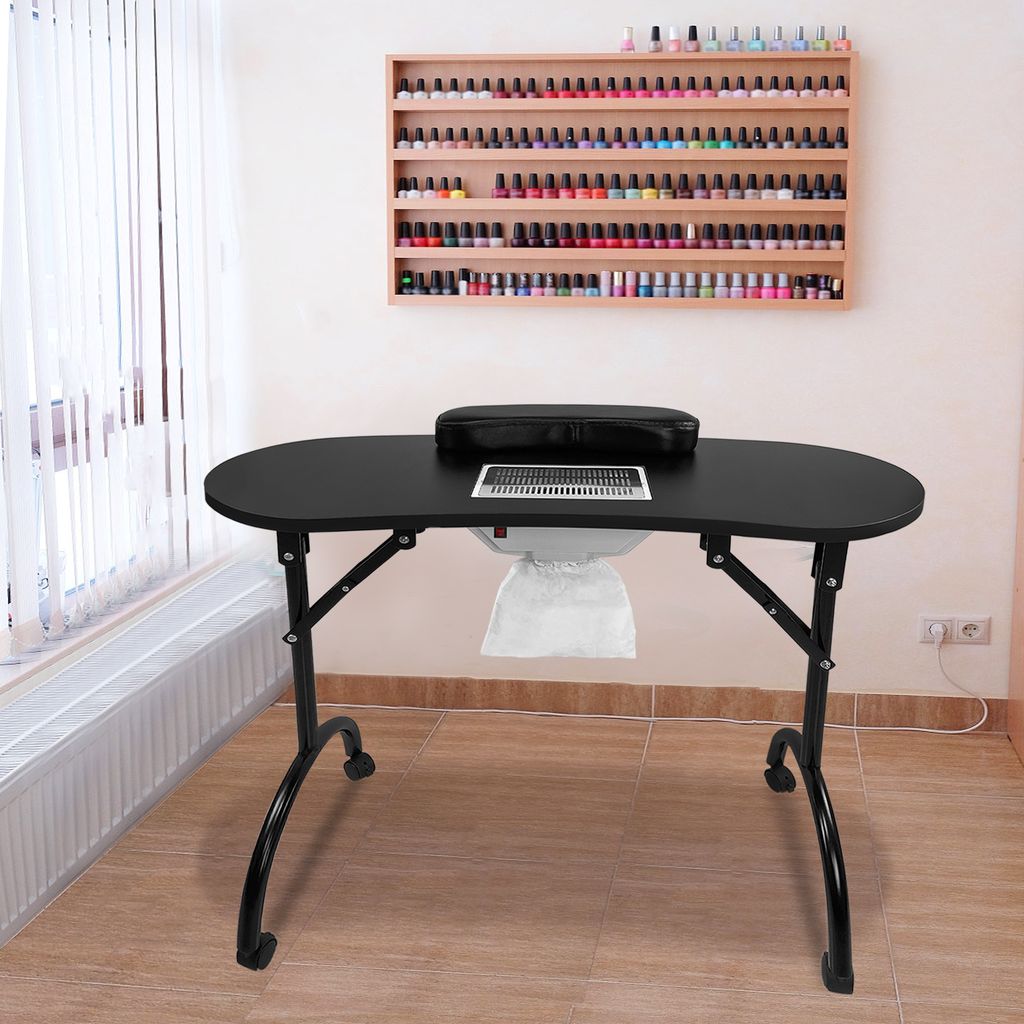 UISEBRT Skladací manikúrový stôl 98x44 x77 cm s prachovým Obrázok produktu 8
