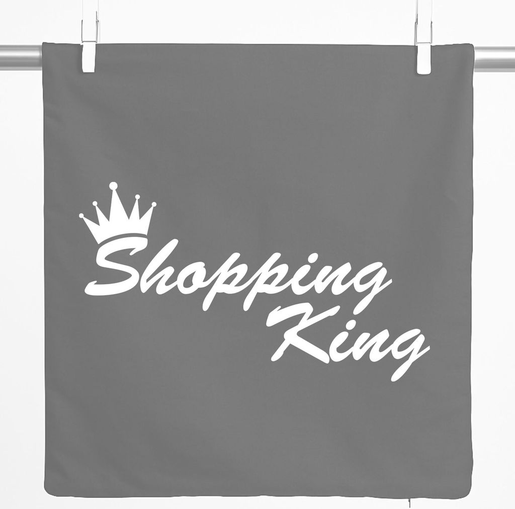 Huuraa Kissenbezug Shopping King Krone 40x40cm Steel Grey Baumwolle Dekokissenbezug Geschenkidee