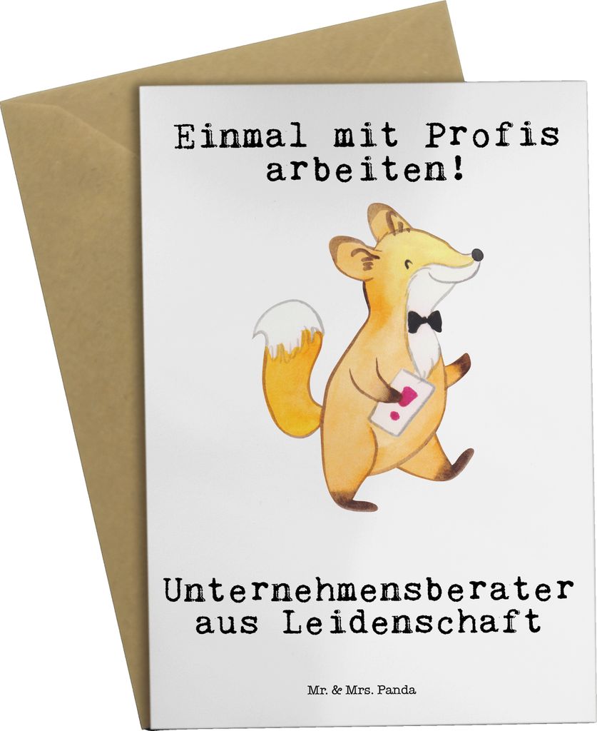 Mr. & Mrs. Panda Glückwunschkarte Unternehmensberater Leidenschaft - Weiß - Geschenk, osterkarte, einladungskarten, Grußkarte, weihnachtskarten,...