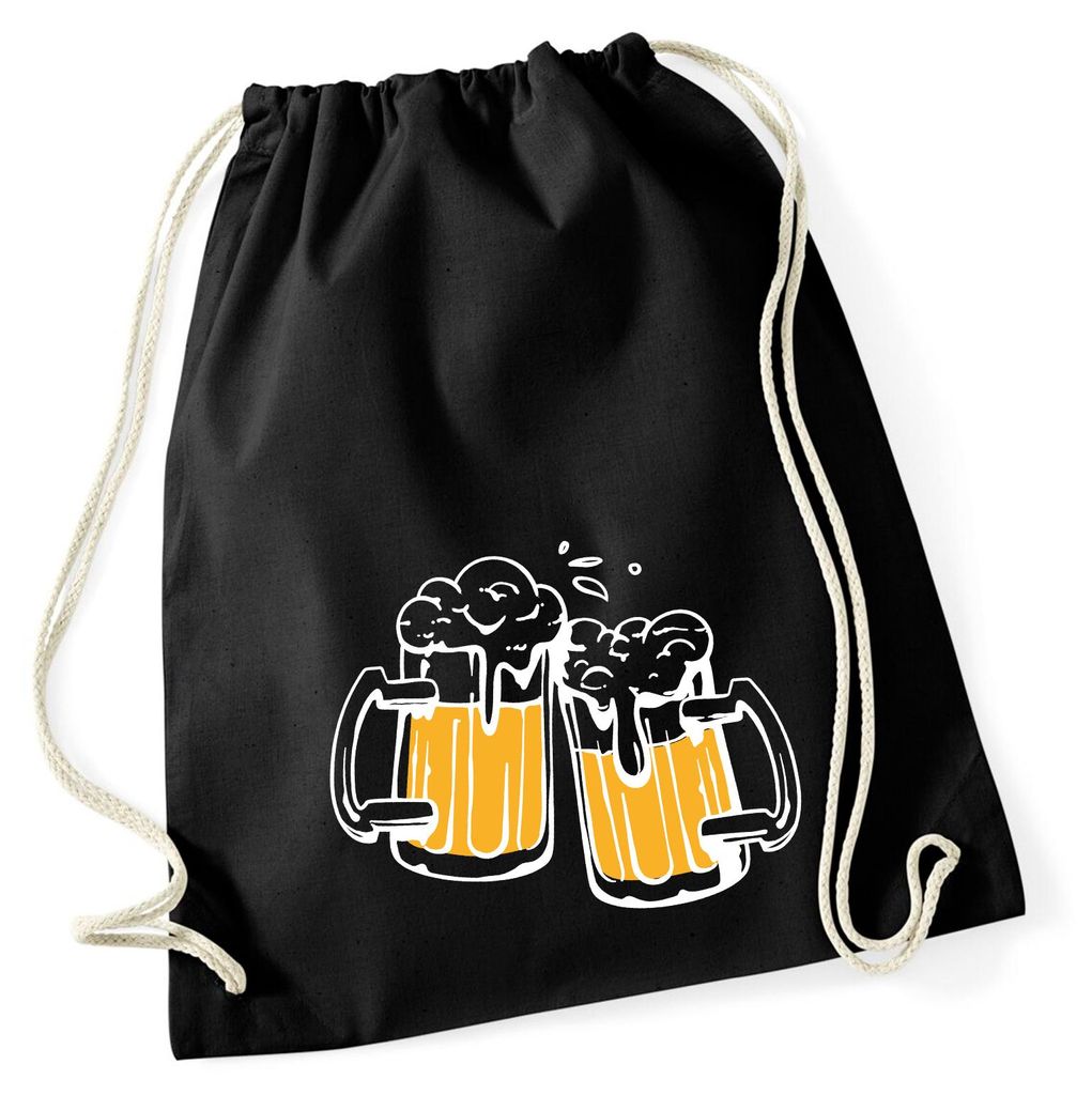 Huuraa Turnbeutel Bierkrüge anstoßen Schützenfest 12 Liter Black Baumwolle Rucksack Geschenkidee