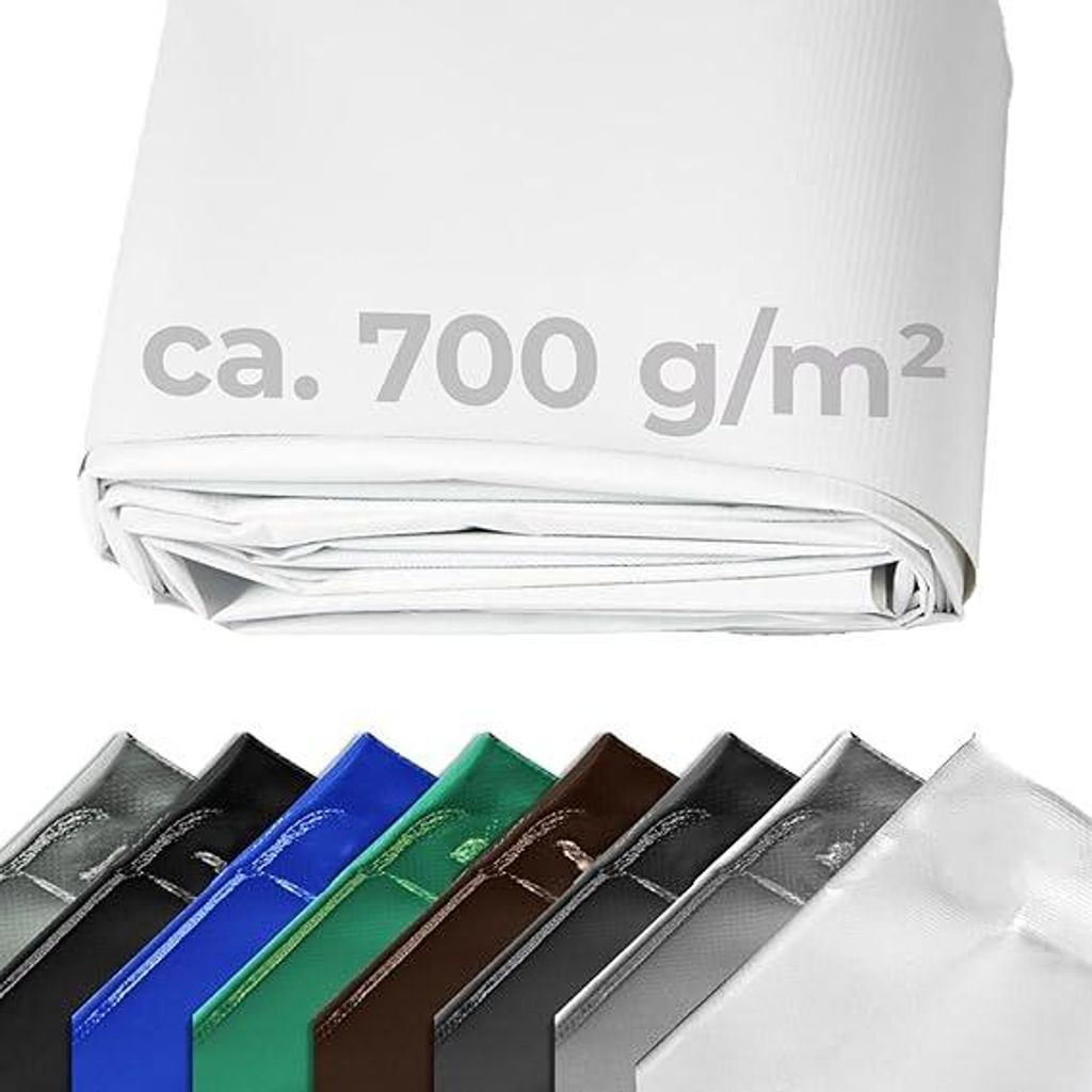 Fulcoline LKW Abdeckplane ca. 700 g ohne Ösen - Handgefertigt - Wasserdicht – Langlebiger UV-Schutz - Weiß - 1,00 x 2,50 m