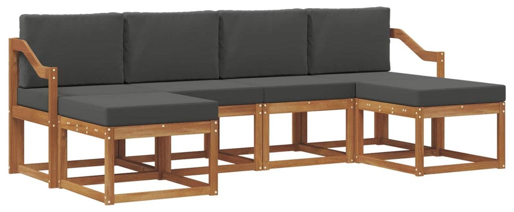 vidaXL Outdoor-Sofagarnitur mit Kissen 6 pcs Natur und Anthrazit