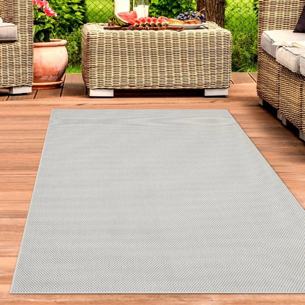 Tapis crème 160x220 cm anti-tâches - Solution tissage plat intérieur extérieur