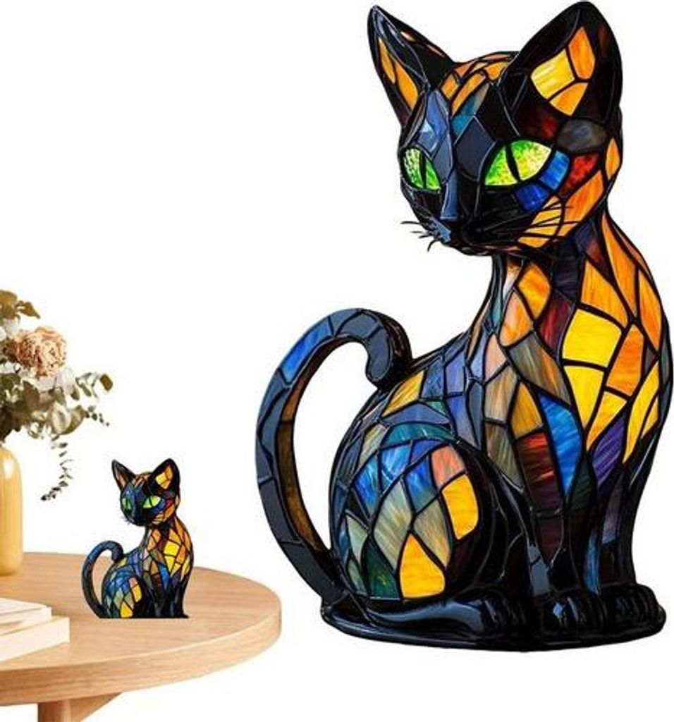 LED Nachtlicht Katze, USB Ladekabel 15cm, 8x11,5x15,5cm, Für Schlafzimmer Deko
