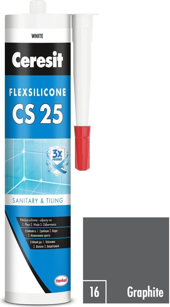 Ceresit Sanitärsilikon CS 25 graphit, 280 ml