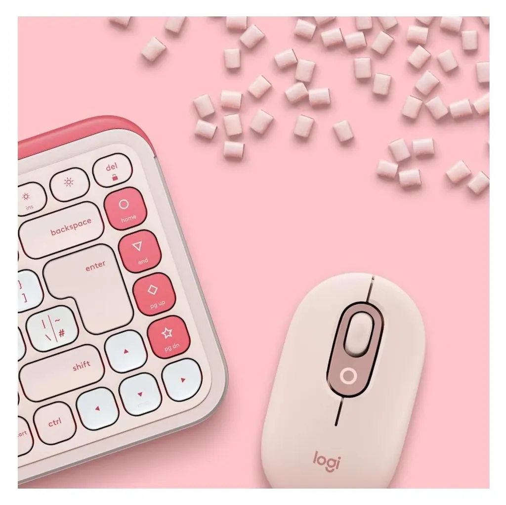 Ensemble Clavier Souris Bluetooth Logitech POP ICON COMBO Rose Bureau