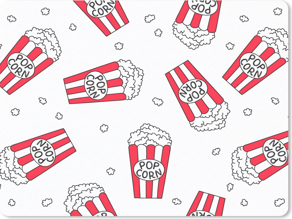 MuchoWow Mauspad Mousepad Puber - Popcorn - Filme - Muster 40x30 cm - Mousepads - Maus Mat - Pad - Mausunterlage - Anti Rutsch