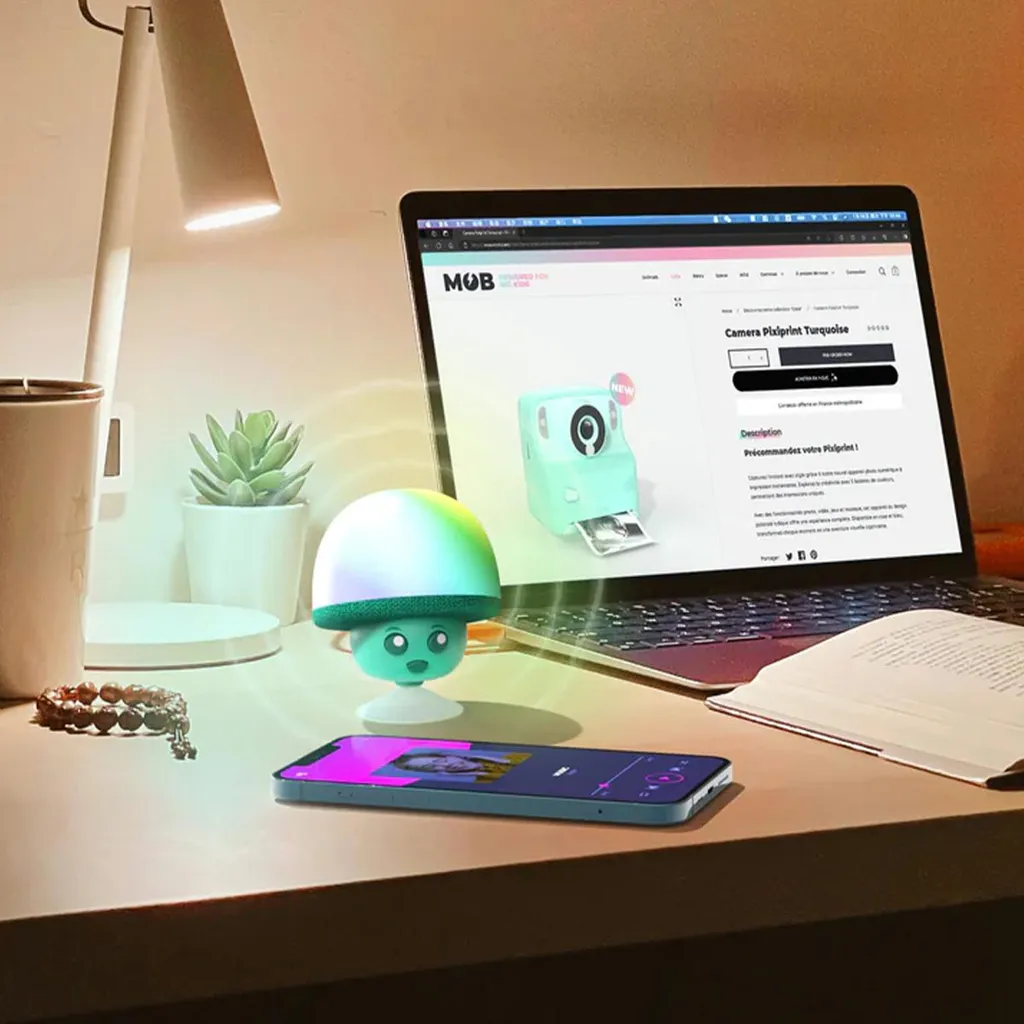 Enceinte Bluetooth pour la Douche Mega Mush avec LED et Ventouse en Vert