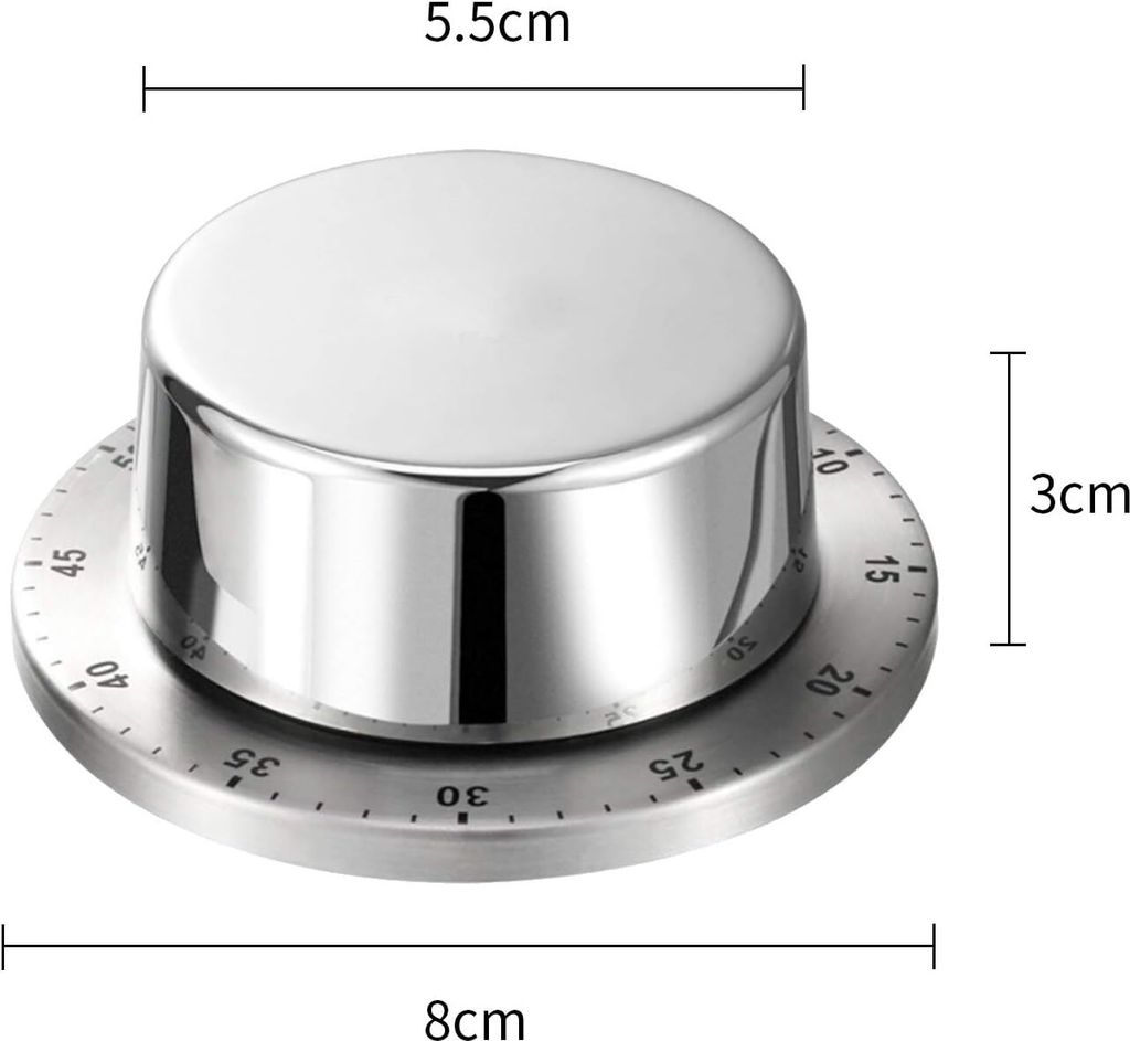 Mechanischer Küchentimer Edelstahl – 60-Minuten Countdown-Timer Zum Kochen & Backen (Pyramidenform)