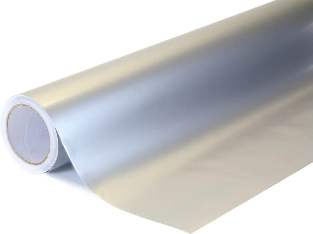 Film wrap brillant argent 152x700cm thermoformable et anti-bulles air