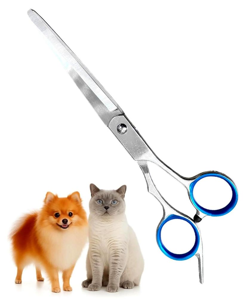 Gebogene 6,7 Zoll Profi Edelstahl Hundeschere, 4CR Runde Grooming Fell- und Pfotenschere für Hunde und Katzen, Friseurschere mit Rasierkante für ...
