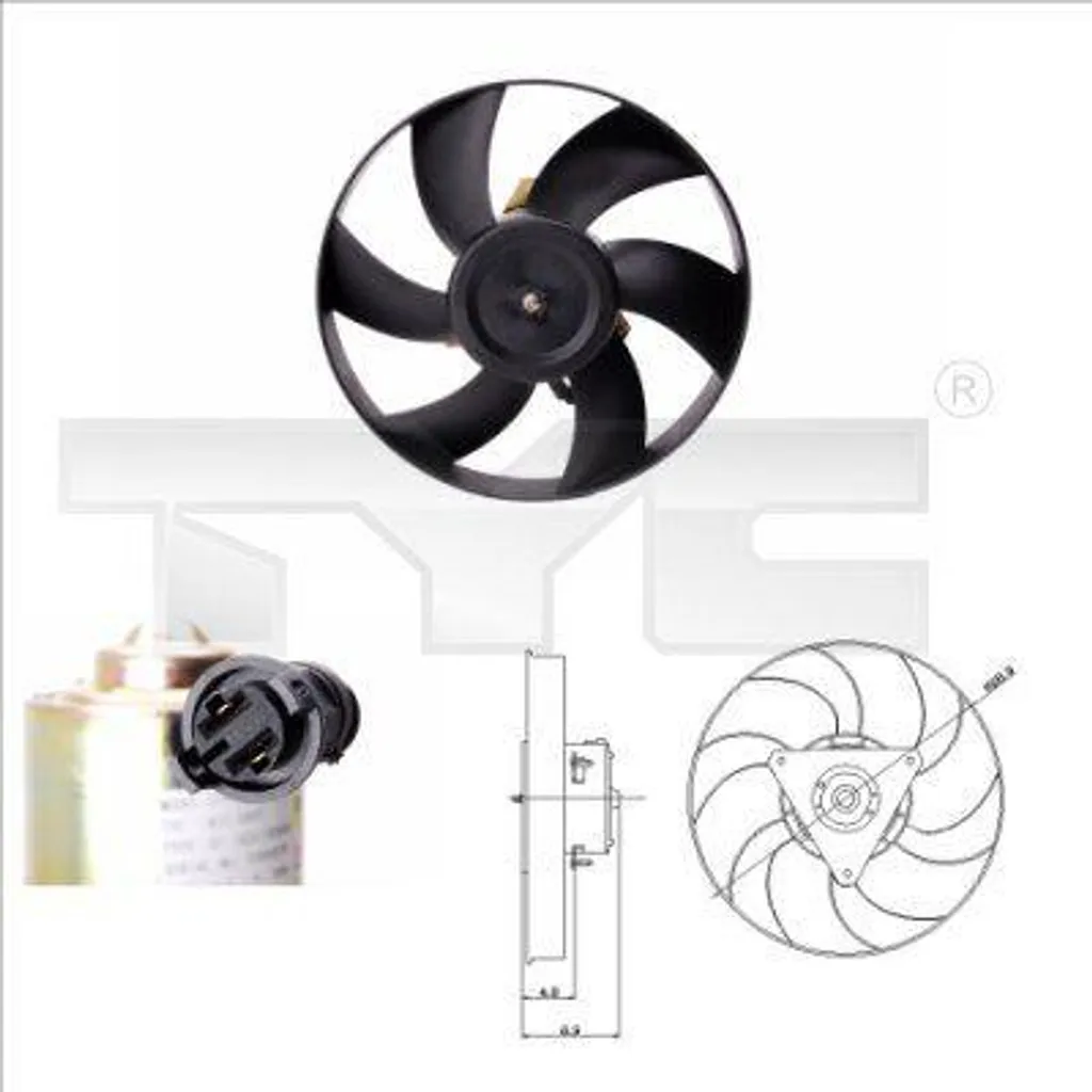 Ventilateur de radiateur TYC 831-0005 pour Seat Ibiza et VW Polo 6V