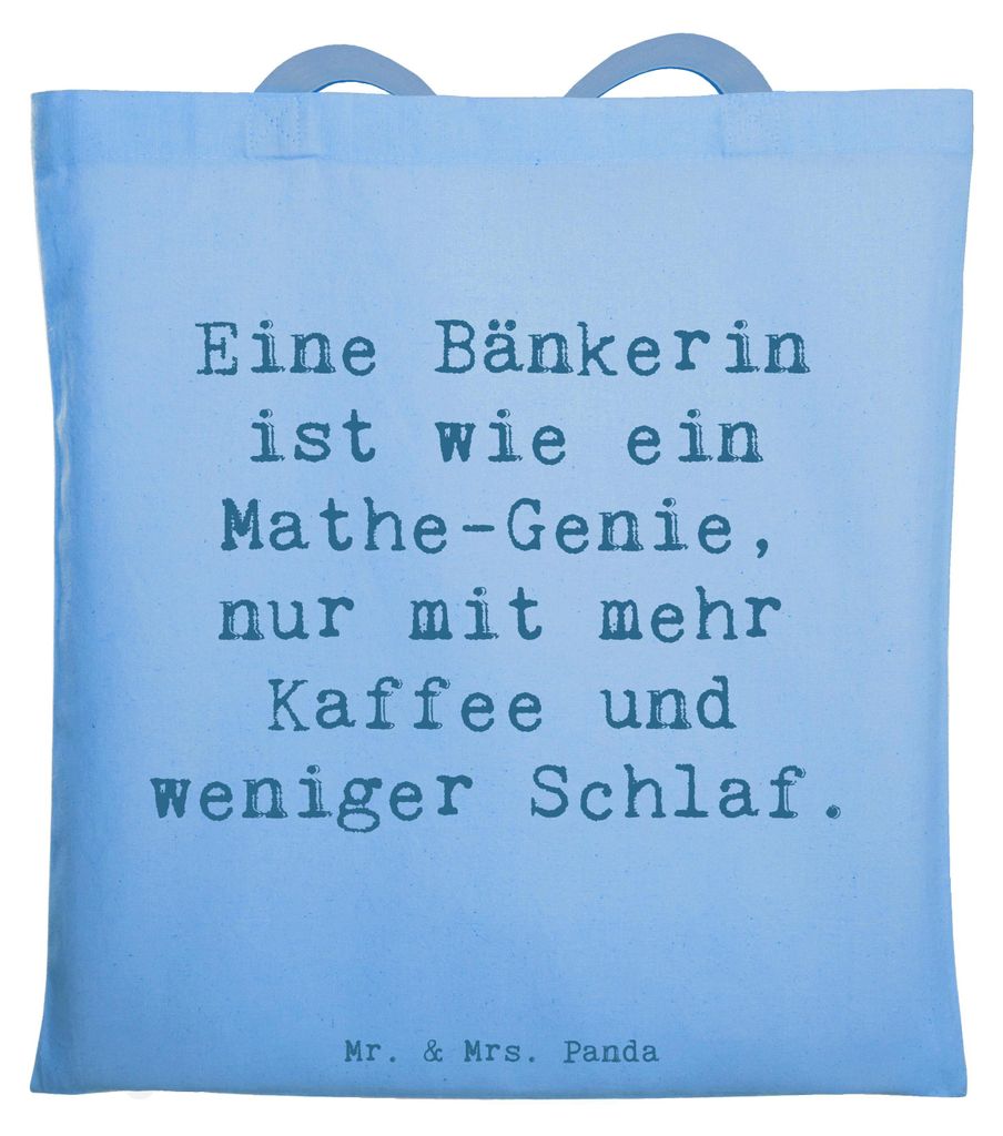 Mr. & Mrs. Panda Tote Bag Spruch Bänkerin Genie - Sky Blue - Geschenk, Handgefertigt, Kaffee, Berufsleben, Berufe, Handarbeit, festivaltasche, Ber...