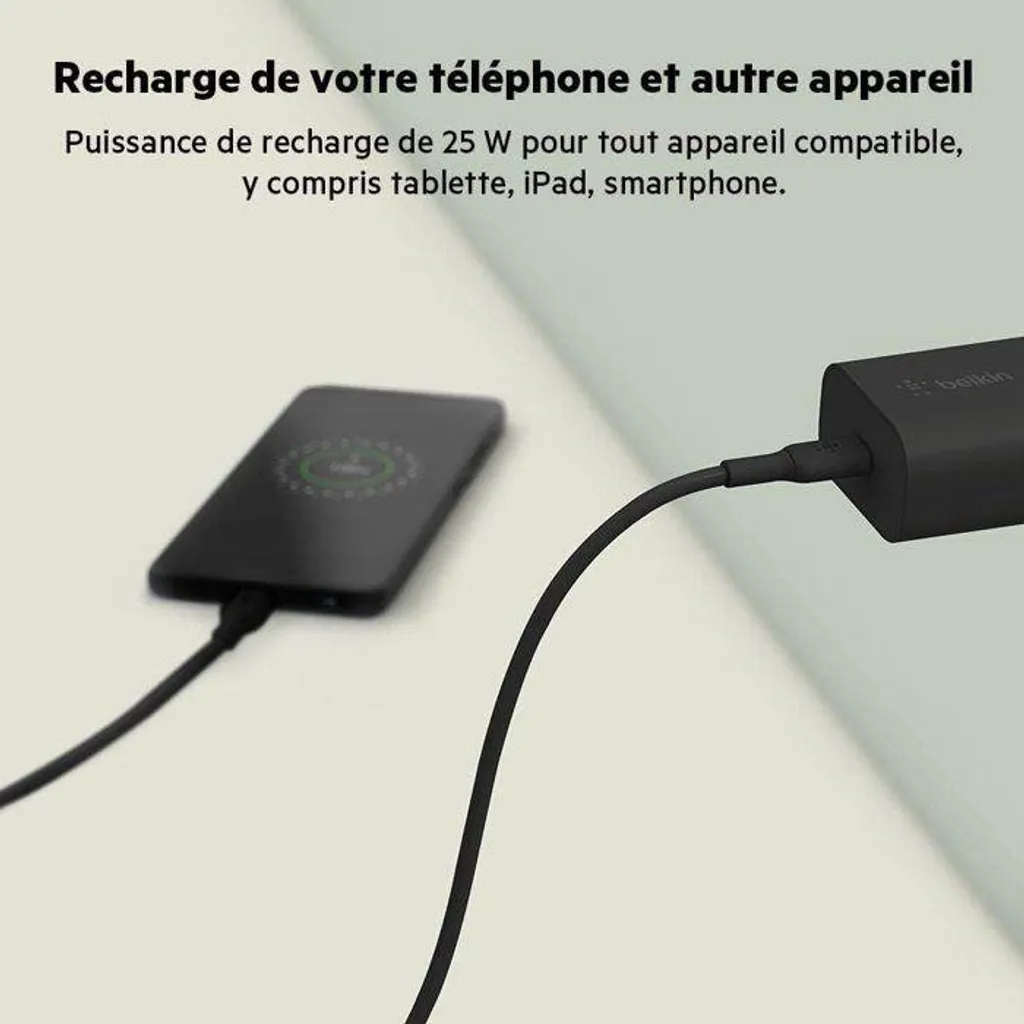 Caricatore Belkin 25W USB-C Nero PD PPS: Ricarica Rapida Sicura