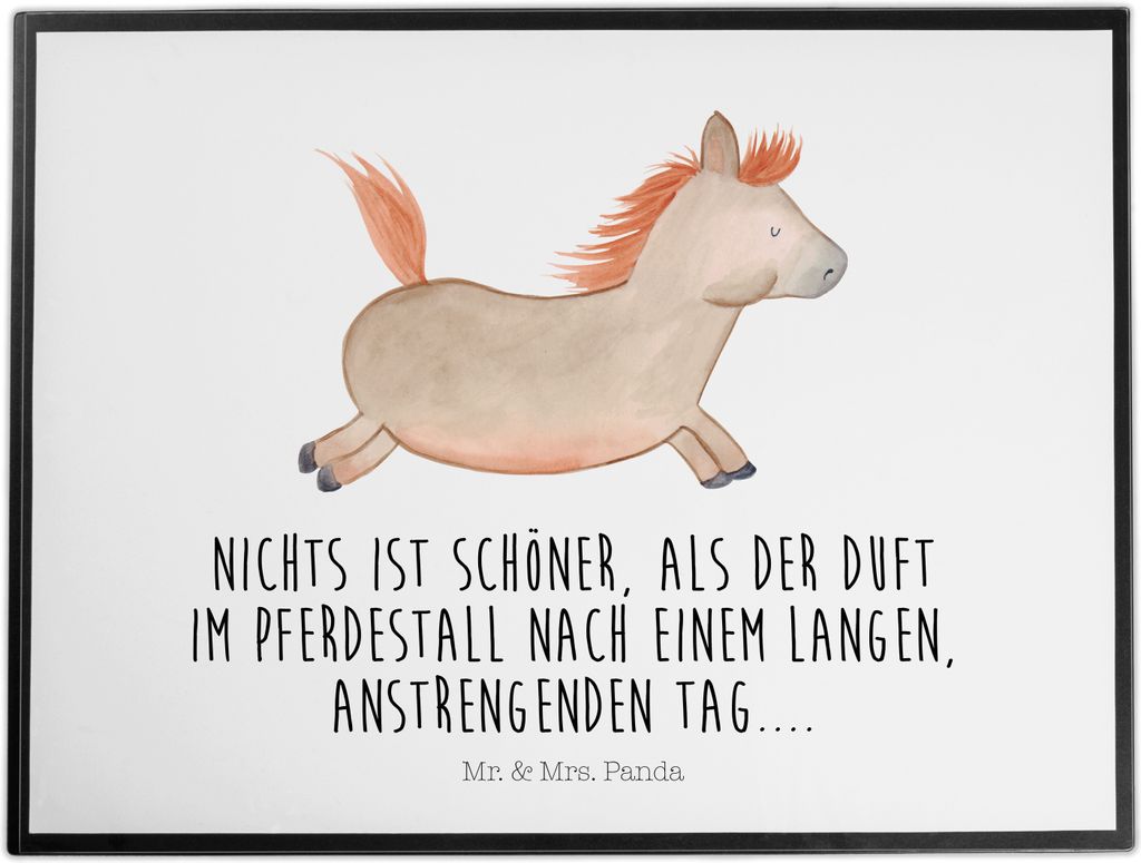 Mr. & Mrs. Panda schreibtischunterlage Pferd Springen - Weiß - Geschenk, arbeitsmatte, Tischunterlage, Stall, Schreibunterlage, Pferdestall, Pony,...
