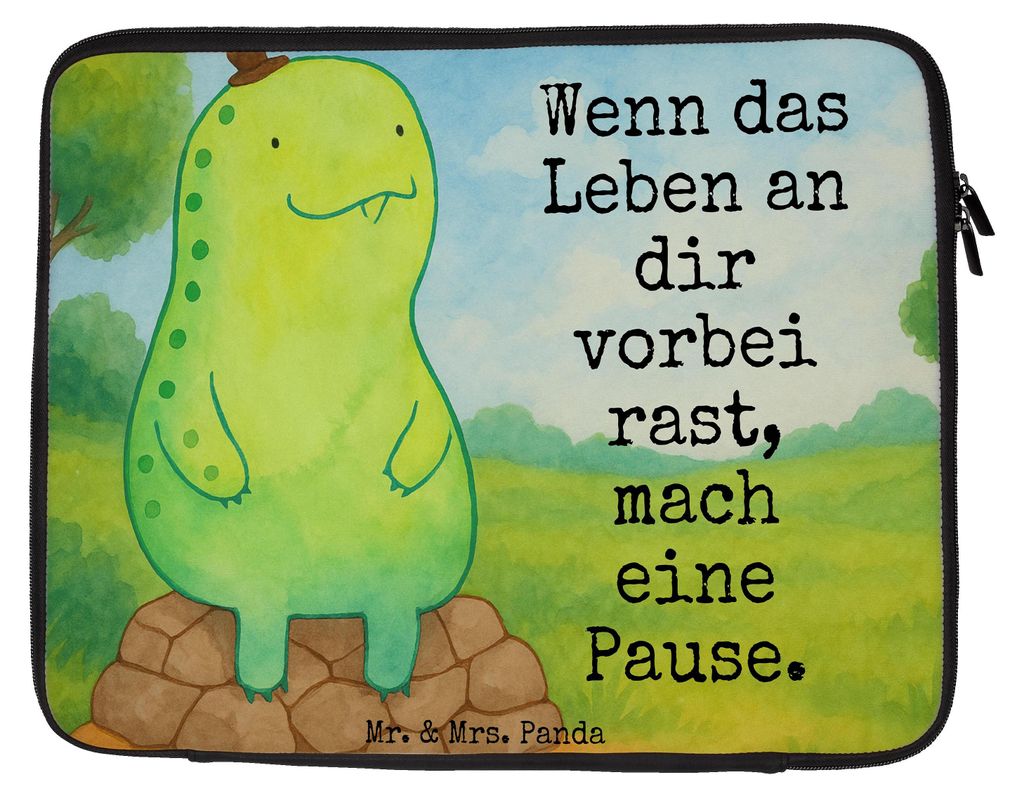 Mr. & Mrs. Panda Computertasche Schildkröte Pause Design 27 x 36 cm - Weiß - Geschenk, Notebooktasche, Achtsamkeit, Laptop Tasche, Panzer, Laptop...