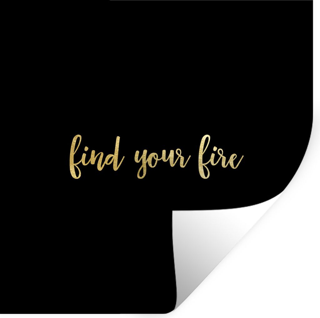 MuchoWow Wandtattoo Wandsticker Wandaufkleber Zitate - Feuer - Gold - Schwarz 80x80 cm Selbstklebend und Repositionierbar - Wierderverwendbar - S...