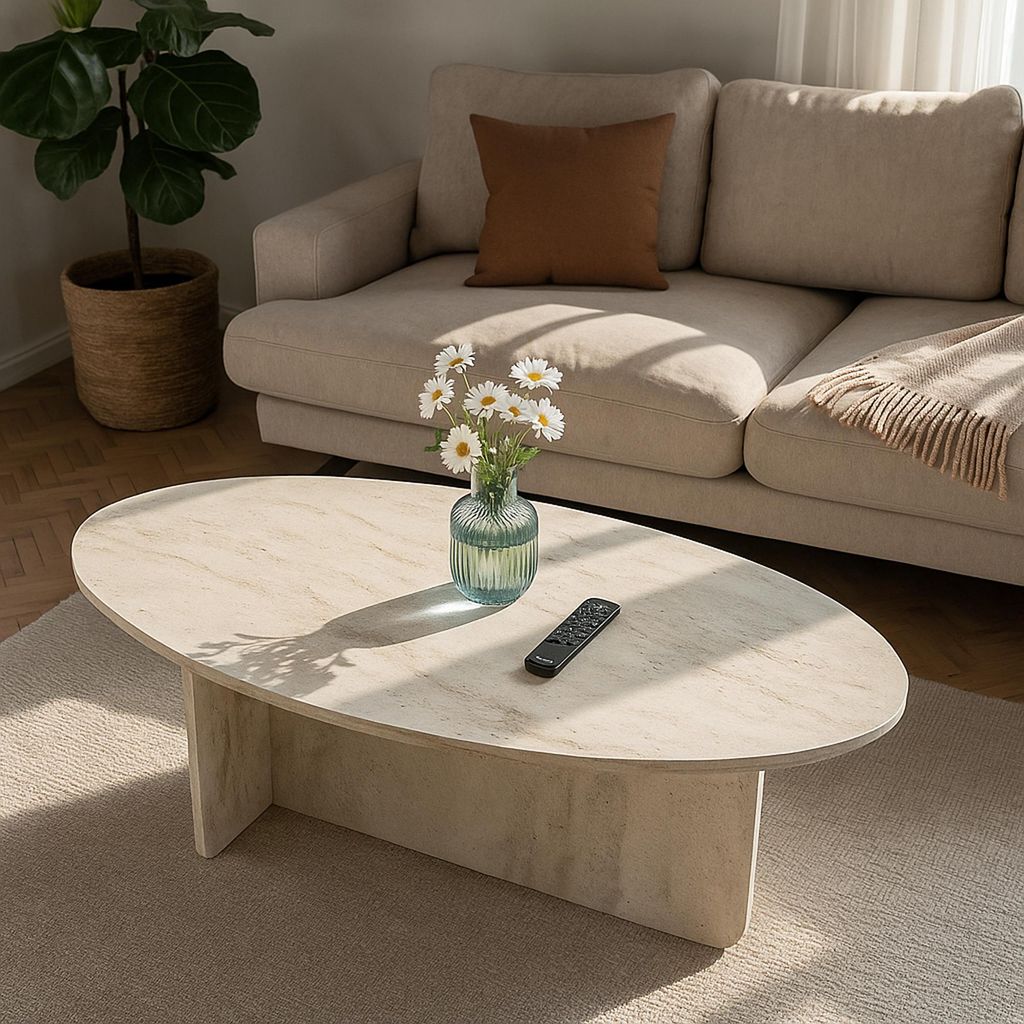 Couchtisch Luminous Beige Grau Granitoptik 120x60 cm Produktbild 